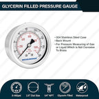 MEASUREMAN 2-1/2" Dial Size, Glycerin Filled Pressure Gauge, 0-160psi/kpa - Image 2
