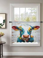 Sheer Curtains 45 Inch Length, Rustic Cow Semi Sheer Curtains Light Filtering - Image 2
