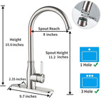 Single Handle Kitchen Faucet Stainless Steel Brushed Nickel，Modern High Arc - Image 4
