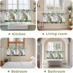 Easter Tier Curtains, Country Rabbit Botanical Leaves Wooden Grain Light - Image 8