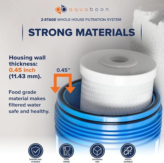 Aquaboon 2-Stage Whole House Water Filter System 20x4.5 inch - Image 5