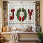 Christmas Wreaths Window Curtains 63 Inch Long 2 Panel Set, Rod Pocket Bedroom - Image 3