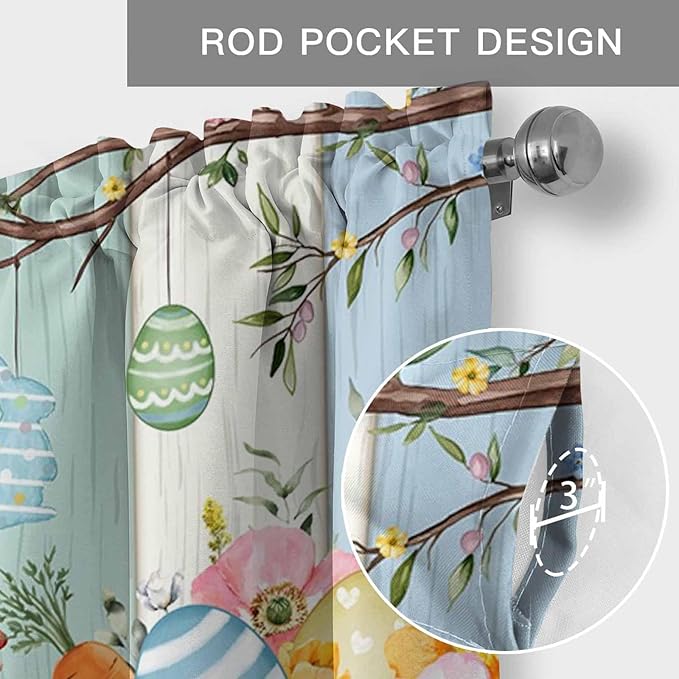 Easter Curtain Valances for Windows, Kitchen Valance Window Treatment, Spring - Image 5