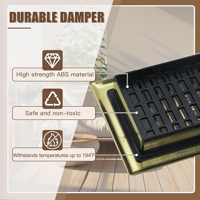 2 Packs Floor Vent Air Register 4X10 Inch Brushed Gold Color Floor Register - Image 4