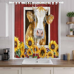 Cows Sunflowers Living Room Curtains 84 Inch Length, Window Curtains Tab Top - Image 9