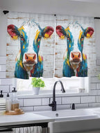 Sheer Curtains 45 Inch Length, Rustic Cow Semi Sheer Curtains Light Filtering - Image 5