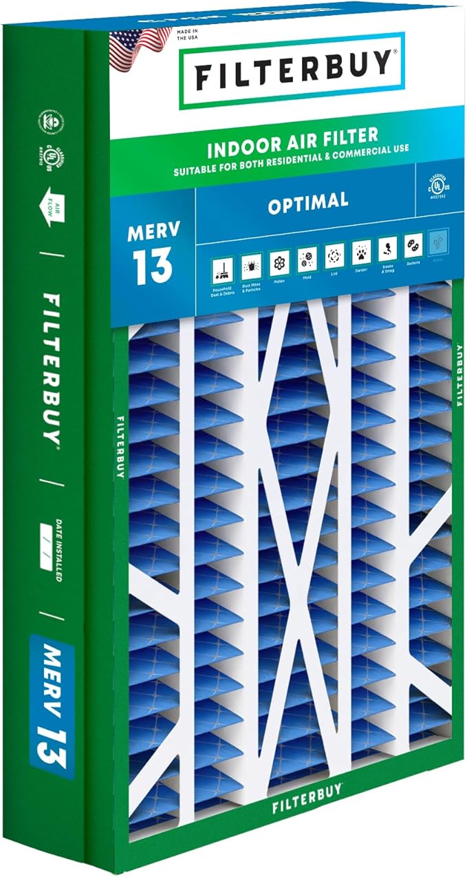 Filterbuy 14.5x27x5 Air Filter MERV 13 Optimal Smoke & Allergy Defense by Filterbuy