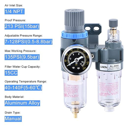 1/4 Inch Compressor Air Filter Pressure Regulator Water-Oil Trap Separator - Image 2