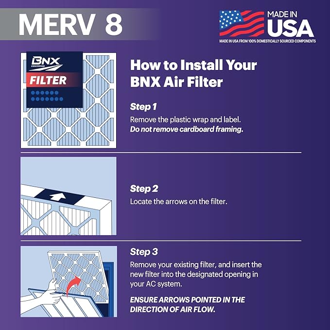 BNX 16x25x1 MERV 8 Air Filter 2 Pack - Image 5