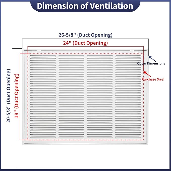 24"W x 18"H Steel Return Air Filter Grille - Image 2