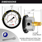 60PSI Pool Filter Pressure Gauge, 2 inches Dial, 1/4" NPT Back Mount, - Image 5