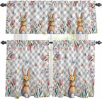 Kitchen Curtains Tiers and Valance Set of 3, Easter Light Filtering Window by Anzona