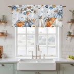 Fall Blue Maple Kitchen Tier Curtains 24 Inch Long 2 Panel Set, Rod Pocket Cafe - Image 3