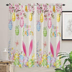 Happy Easter Living Room Curtains 72 Inches length, Spring Farmhouse Bunny Eggs - Image 2