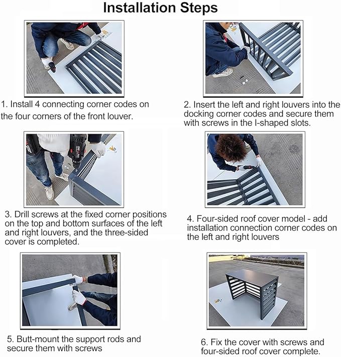 Aluminum Air Conditioner Fence Set of 2, Louvered Outdoor AC Unit Cover - Image 6