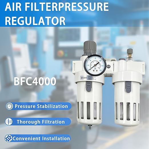 XingNEeng 1/2" NPT Compressed Air Filter Regulator Lubricator Combo, Water/Oil - Image 8