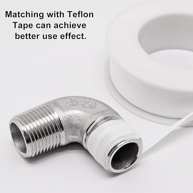 3/8" x 3/8" NPT 90 Degree Elbow 304 Stainless Steel Pipe Fittings Male Threaded - Image 4