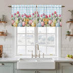 Easter Kitchen Tier Curtains 24 Inch Long 2 Panel Set, Rod Pocket Cafe Small - Image 3