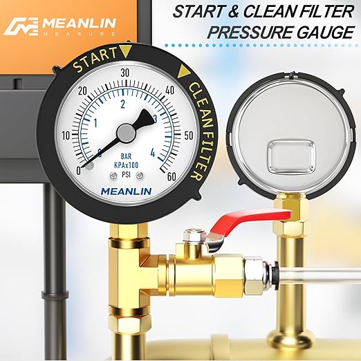 MEANLIN MEASURE 0~60Psi Stainless Steel Start and Clean Filter Pressure Gauge - Image 4