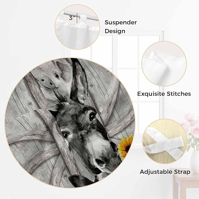 Funny Farm Animals Living Room Curtains 84 Inch Length, Window Curtains Tab Top - Image 6