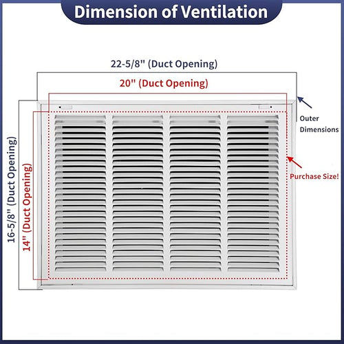 20"W x 14"H Steel Return Air Filter Grille - Image 2