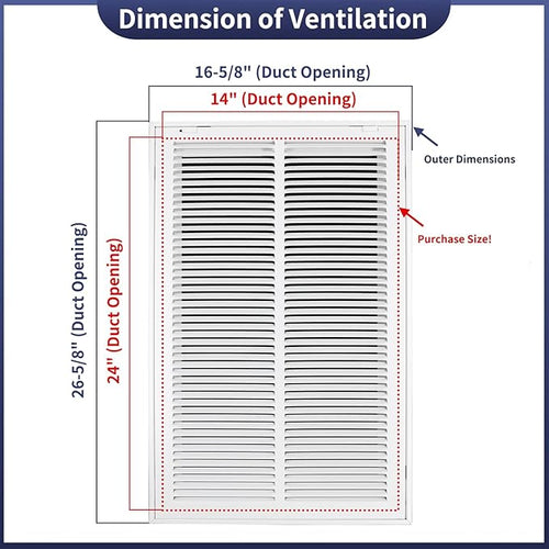 14"W x 24"H Steel Return Air Filter Grille - Image 2