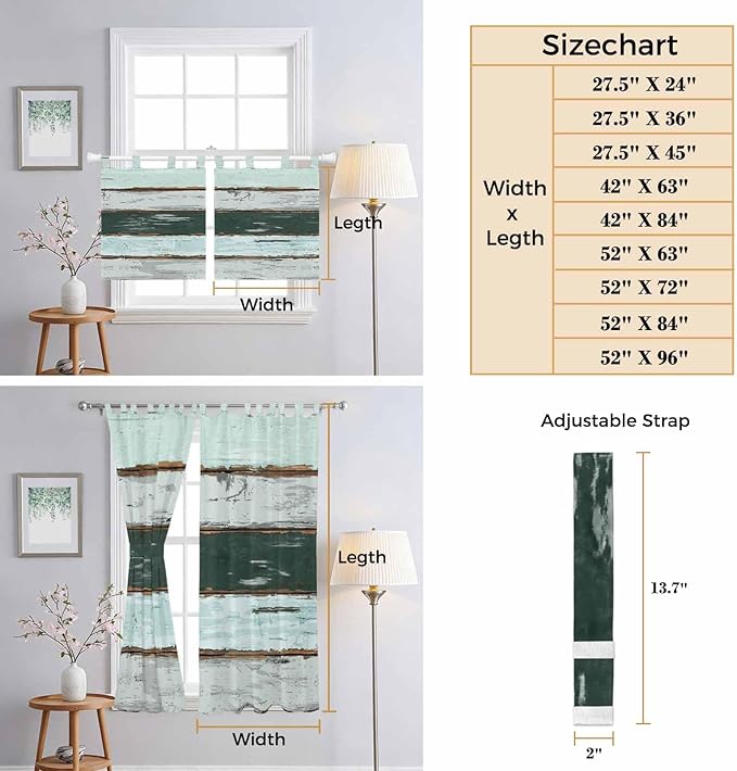 Blue Teal Living Room Curtains 96 Inch Length, Window Curtains Tab Top - Image 8