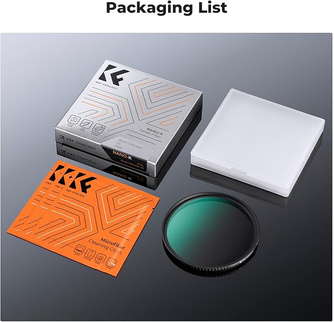 K&F CONCEPT 43mm Black Diffusion 1/4 Filter Mist Cinematic Effect Filter - Image 7