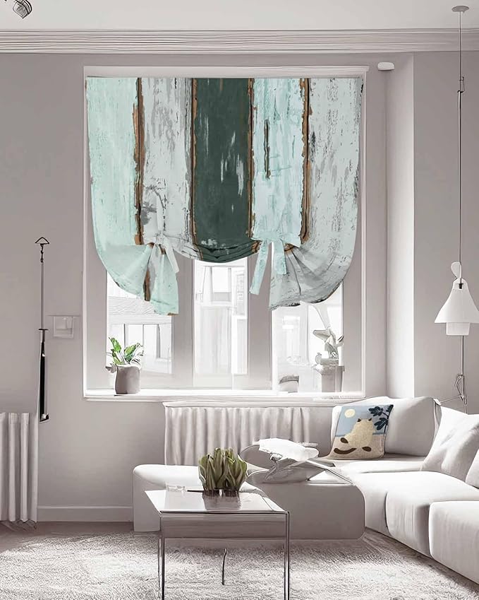 Tie Up Curtains for Windows, Vintage Wooden Retro Art Farmhouse Barns Privacy - Image 3