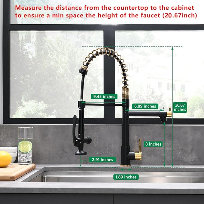 Fapully Black&Gold Kitchen Faucet - Image 2