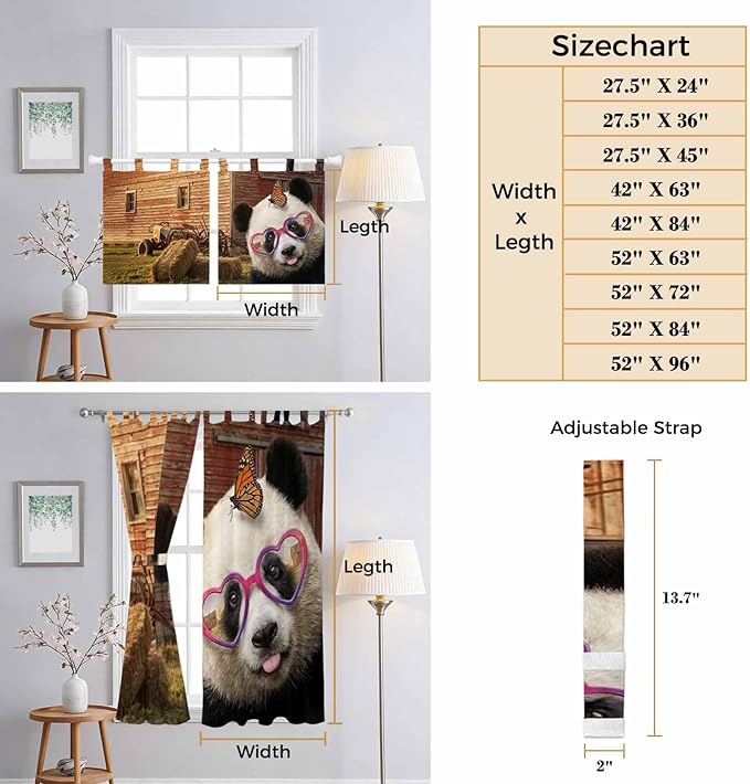Farm Panda Kitchen Curtains 24 Inch Length, Small Window Curtains Tab Top - Image 8