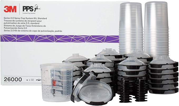 3M 26000 PPS 2.0 Spray Gun Cup, Lids and Liners Kit, 200-Micron Filter by 3MAutomotive