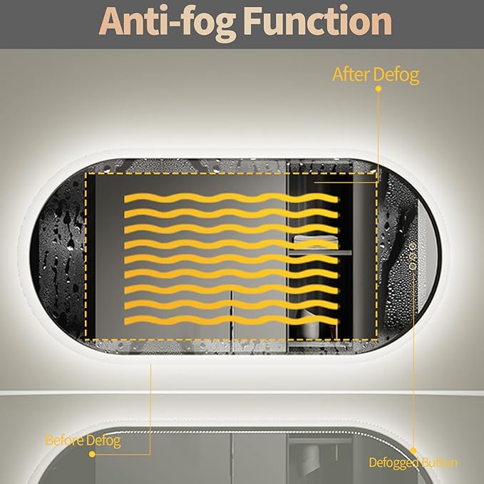 LUVODI Lighted LED Bathroom Mirror: 48x24IN Wall Mounted Dimmable 3 Colors - Image 5