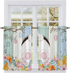 Easter Kitchen Curtains 45 Inch Long 2 Panel Set, Rod Pocket Window Treatment - Image 2
