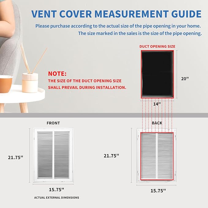 14x20 Return Air Grille, Return Air Vent Cover - Image 4