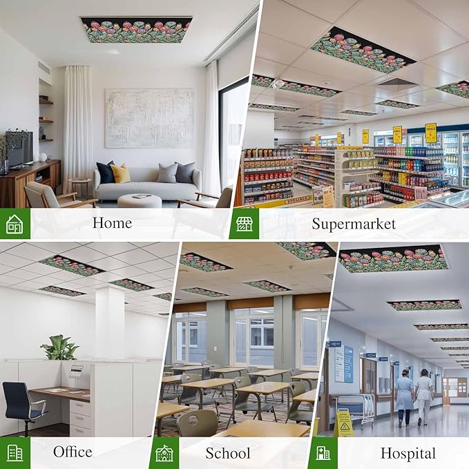 Fluorescent Light Covers for Ceiling Lights Colorful Flowers Magnetic Light - Image 6