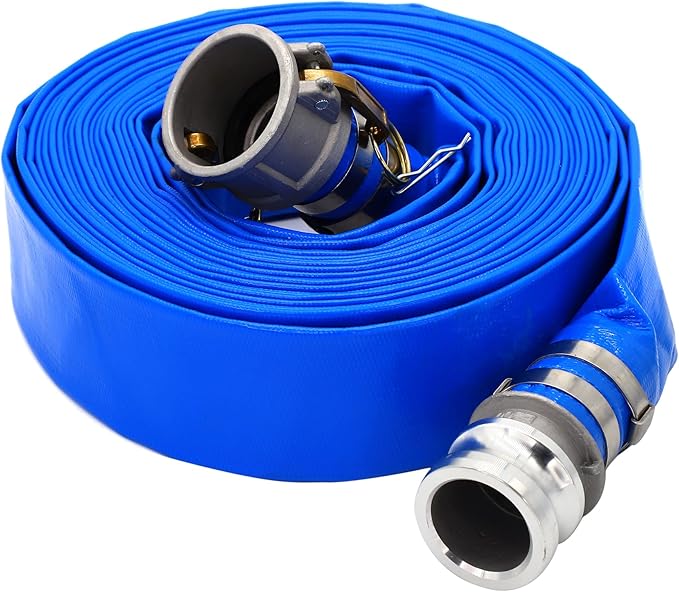 DAVCO 2" ID × 50 ft Pool Backwash Hose, Heavy Duty Reinforced Blue PVC Lay Flat by DAVCO