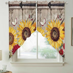 Sunflowers Swag Valances for Windows, Retro Flower Barn Doors Butterfly - Image 7