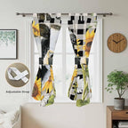 Retro Sunflowers Bathroom Curtains 63 Inch Length, Window Curtains Tab Top - Image 5
