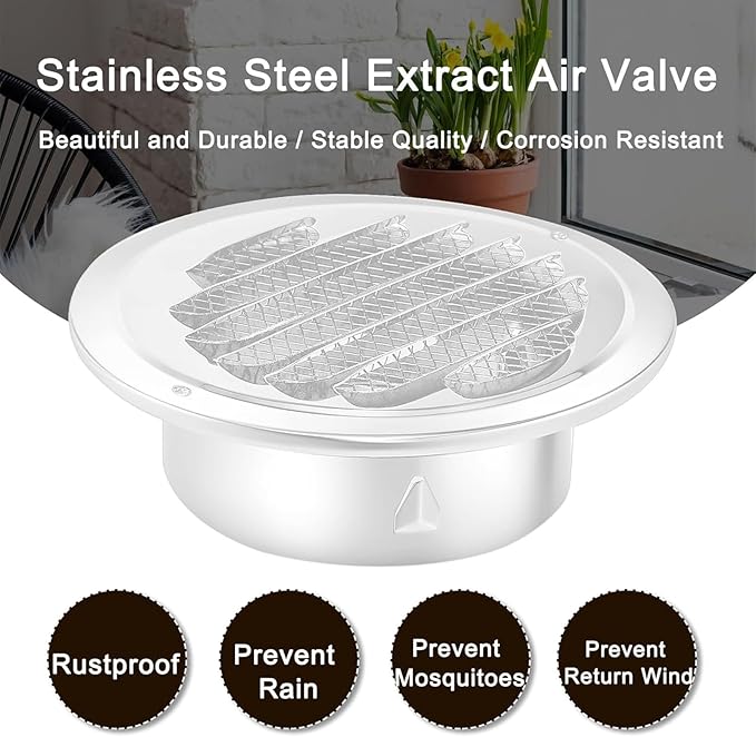 Zonon 24 Pcs Stainless Steel Soffit Vents 4 Inch Round Dryer Vent Cover - Image 7