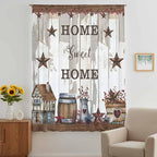 Farmhouse Sheer Curtains 72 Inch Length Retro Country Star Berry Vintage Wood - Image 5