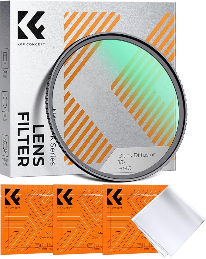 K&F CONCEPT 58mm Black Diffusion 1/8 Filter, Mist Dreamy Cinematic Effect Filter by KFCONCEPT