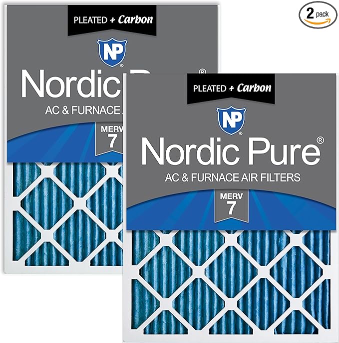 Nordic Pure 18x18x1 Pleated Air Filters MERV 7 Plus Carbon 2 Pack by NordicPure