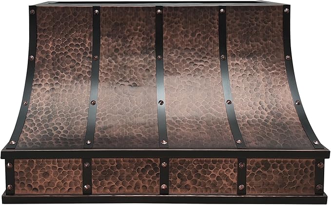 CT Copper Tailor Sloped Copper Vent Hood Wall Mount, 1150 CFM Exhaust Fan by CTCopperTailor