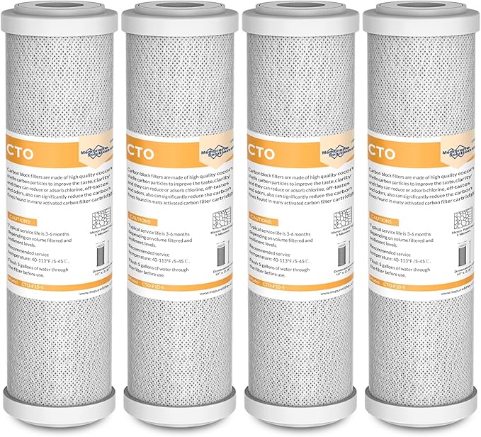 Membrane Solutions 5 Micron 2.5" x 10" CTO Carbon Block Water Filter Cartridge by MembraneSolutions