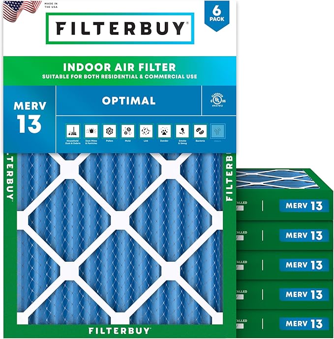 Filterbuy 24x30x2 Air Filter MERV 13 Optimal Smoke & Allergy Defense, by Filterbuy