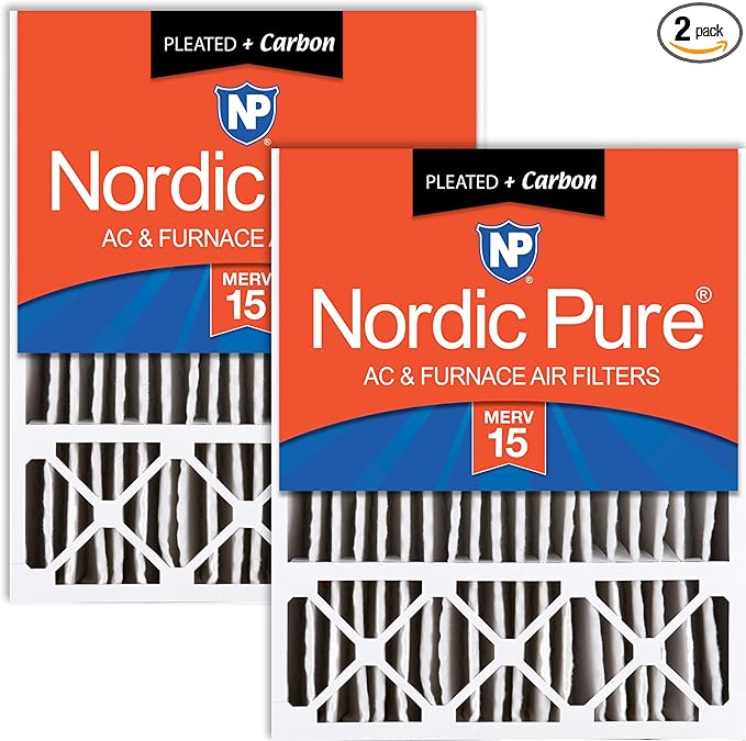 Nordic Pure 20x25x5 Honeywell Replacement Air Filters MERV 15 Plus Carbon 2 Pack by NordicPure