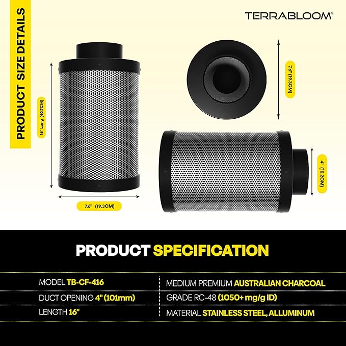 TerraBloom 4" x 16" Carbon Filter - Image 2