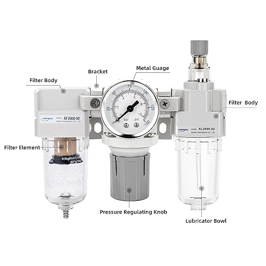 NANPU 1/4" NPT Air Filter, Regulator & Lubricator Combo - Image 2