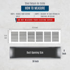 Fits 30x8 Duct Opening | Steel Return Air Grille by Handua | Vent Cover Grill - Image 2